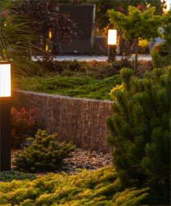 Outdoor lighting of a garden.